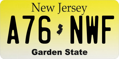 NJ license plate A76NWF