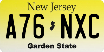 NJ license plate A76NXC