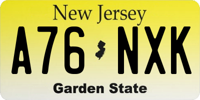 NJ license plate A76NXK