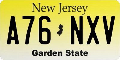 NJ license plate A76NXV