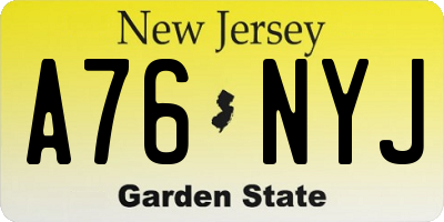 NJ license plate A76NYJ