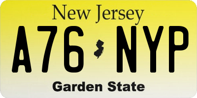 NJ license plate A76NYP