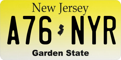 NJ license plate A76NYR