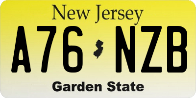 NJ license plate A76NZB