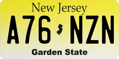 NJ license plate A76NZN