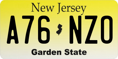 NJ license plate A76NZO