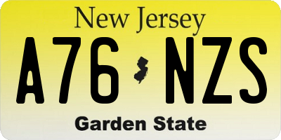 NJ license plate A76NZS