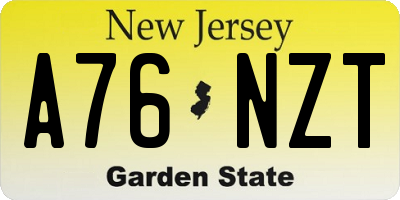 NJ license plate A76NZT