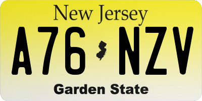 NJ license plate A76NZV
