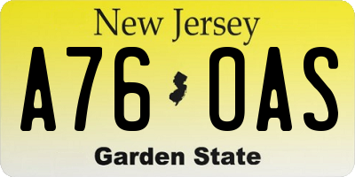 NJ license plate A76OAS