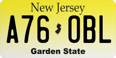 NJ license plate A76OBL