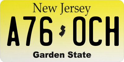 NJ license plate A76OCH