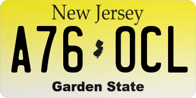 NJ license plate A76OCL