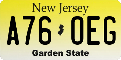 NJ license plate A76OEG