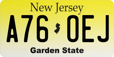 NJ license plate A76OEJ