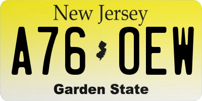 NJ license plate A76OEW