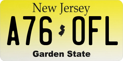 NJ license plate A76OFL
