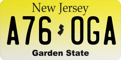 NJ license plate A76OGA