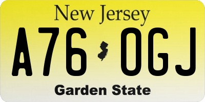 NJ license plate A76OGJ