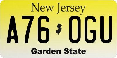 NJ license plate A76OGU