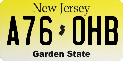 NJ license plate A76OHB