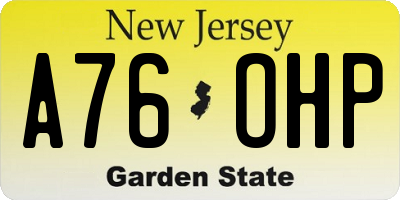 NJ license plate A76OHP