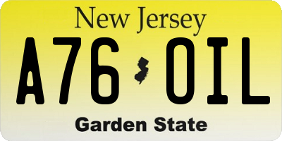 NJ license plate A76OIL