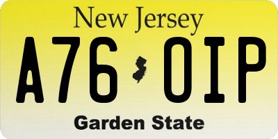 NJ license plate A76OIP