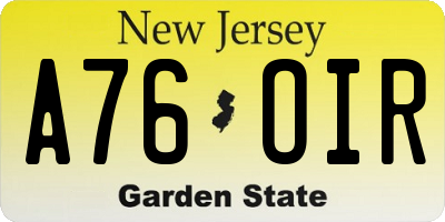 NJ license plate A76OIR
