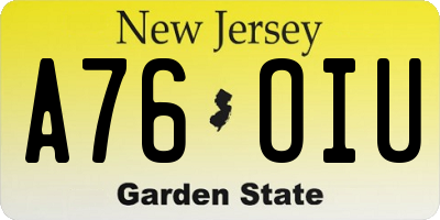 NJ license plate A76OIU