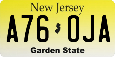 NJ license plate A76OJA