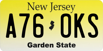 NJ license plate A76OKS