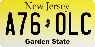NJ license plate A76OLC
