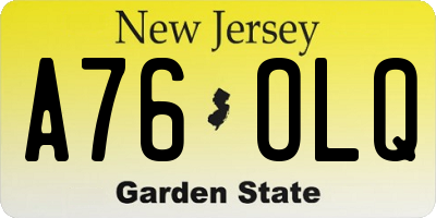 NJ license plate A76OLQ