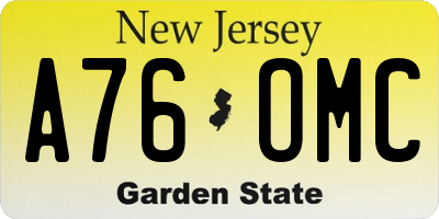 NJ license plate A76OMC