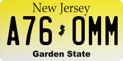 NJ license plate A76OMM