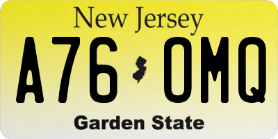 NJ license plate A76OMQ