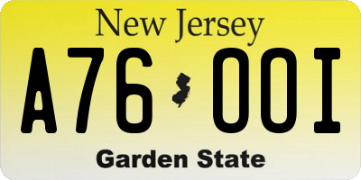 NJ license plate A76OOI