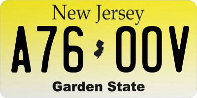NJ license plate A76OOV