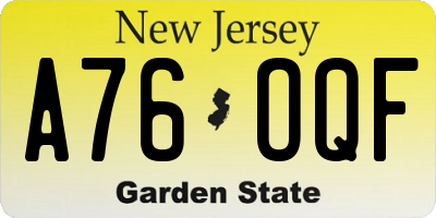 NJ license plate A76OQF