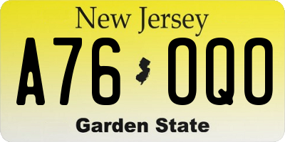 NJ license plate A76OQO
