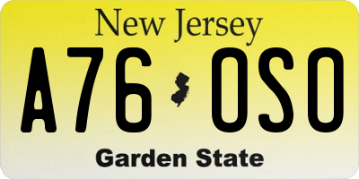 NJ license plate A76OSO