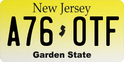 NJ license plate A76OTF