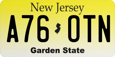 NJ license plate A76OTN