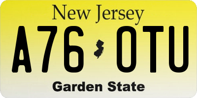 NJ license plate A76OTU