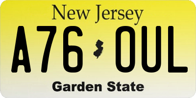 NJ license plate A76OUL