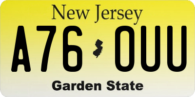 NJ license plate A76OUU