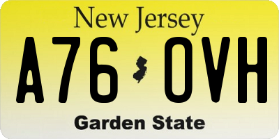 NJ license plate A76OVH
