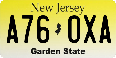 NJ license plate A76OXA