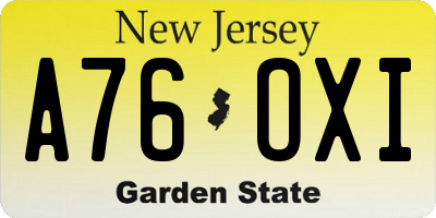NJ license plate A76OXI